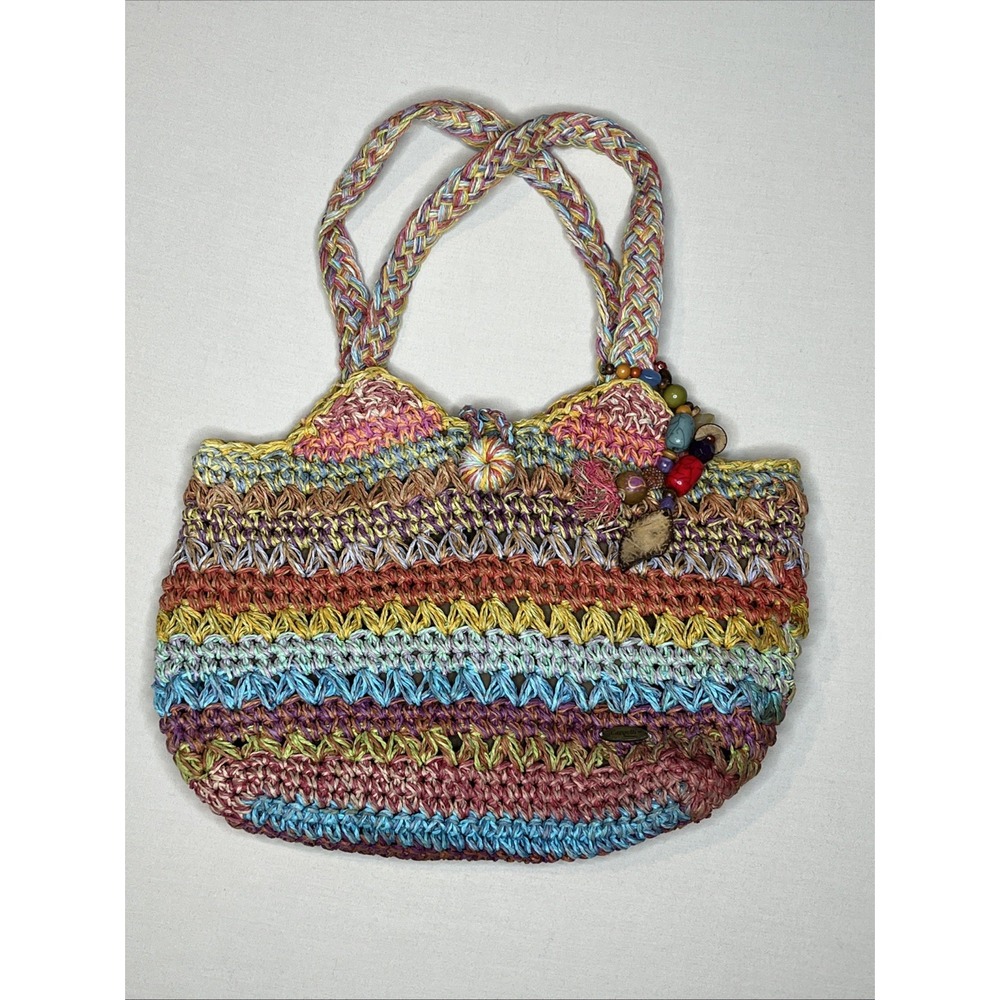 Cappelli Straworld Rainbow Colored 15" x 18" 100% Toyo Straw Colorful Purse Bag